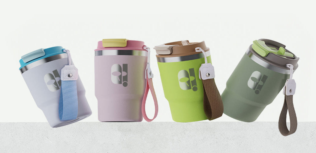 QCup Tumbler Stainless Steel Kopi Multifungsi dengan Insulasi Ganda Tahan Panas & Dingin berkapasitas 350ML