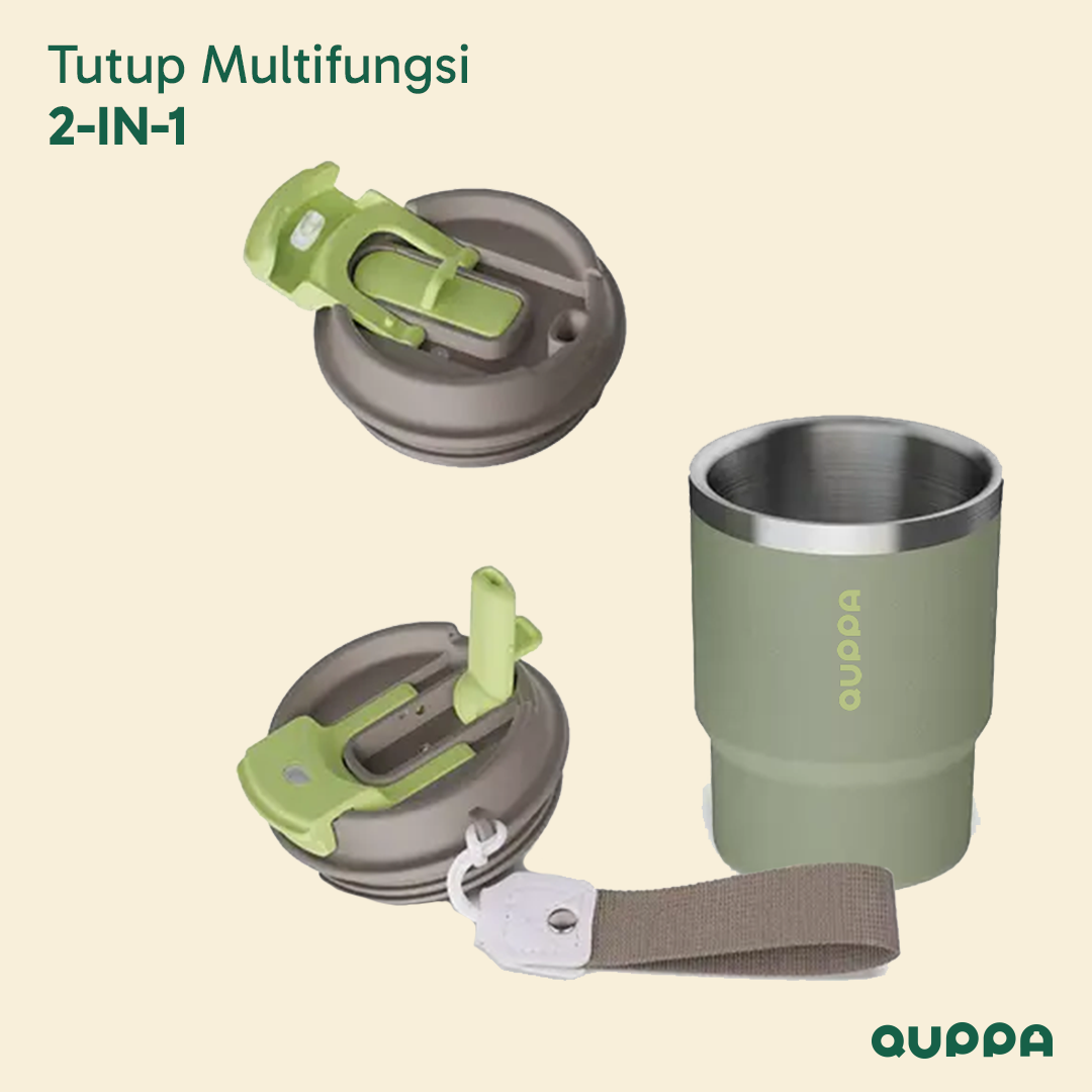 [Custom Engrave] QCup Tumbler Stainless Steel Kopi Multifungsi dengan Insulasi Ganda Tahan Panas & Dingin berkapasitas 350ML