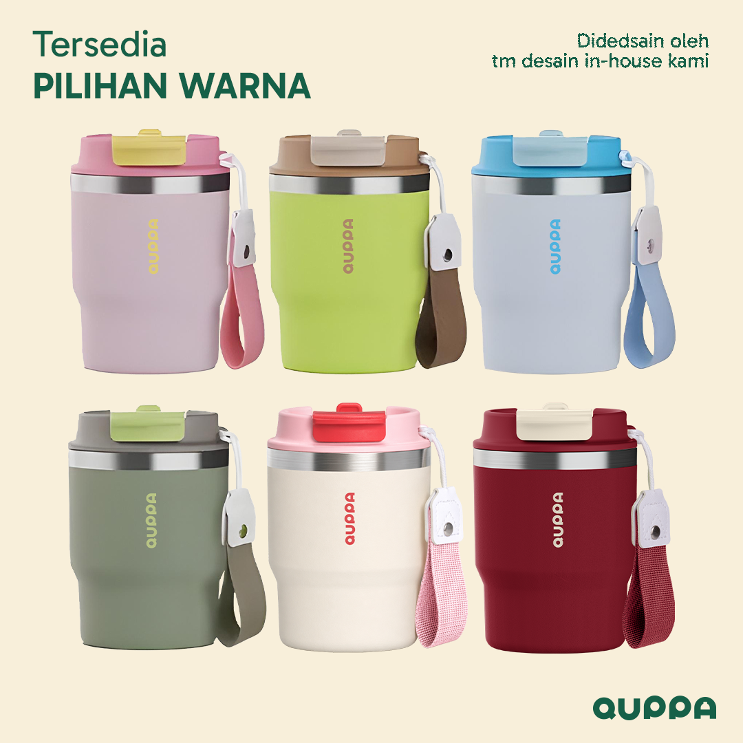 [Custom Engrave] QCup Tumbler Stainless Steel Kopi Multifungsi dengan Insulasi Ganda Tahan Panas & Dingin berkapasitas 350ML